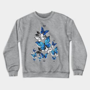 Blue Topaz Butterflies Flying Crewneck Sweatshirt